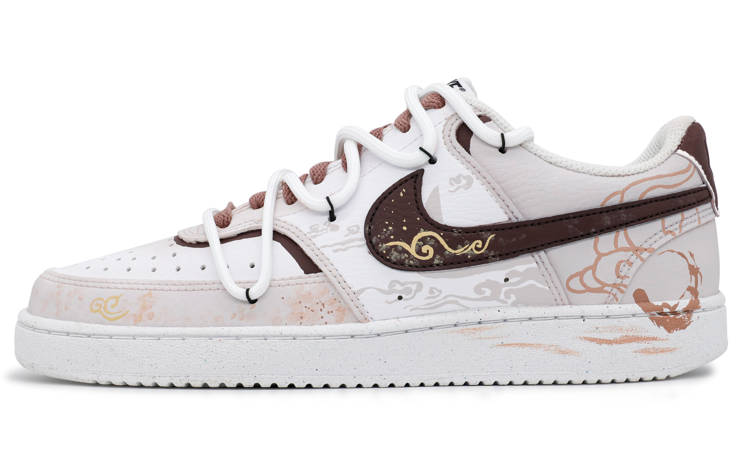 

Nike Court Vision 1 Противоскользящие Амортизирующие Низкие Кроссовки для Скейтбординга Мужские Бело-Коричневые