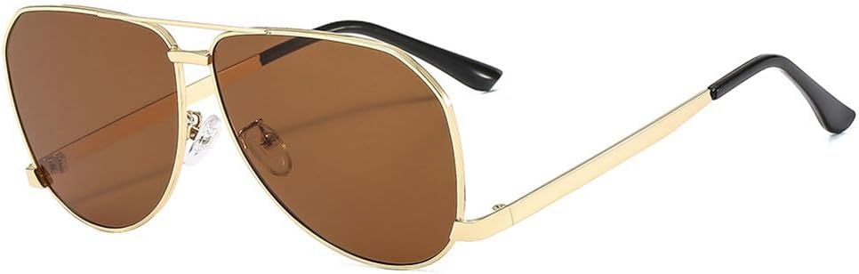 

Большие овальные солнцезащитные очки для женщин в винтажном панк-стиле с металлической оправой, солнцезащитные очки для мужчин с защитой от УФ-излучения UV400 HCPIHF, Gold Tea