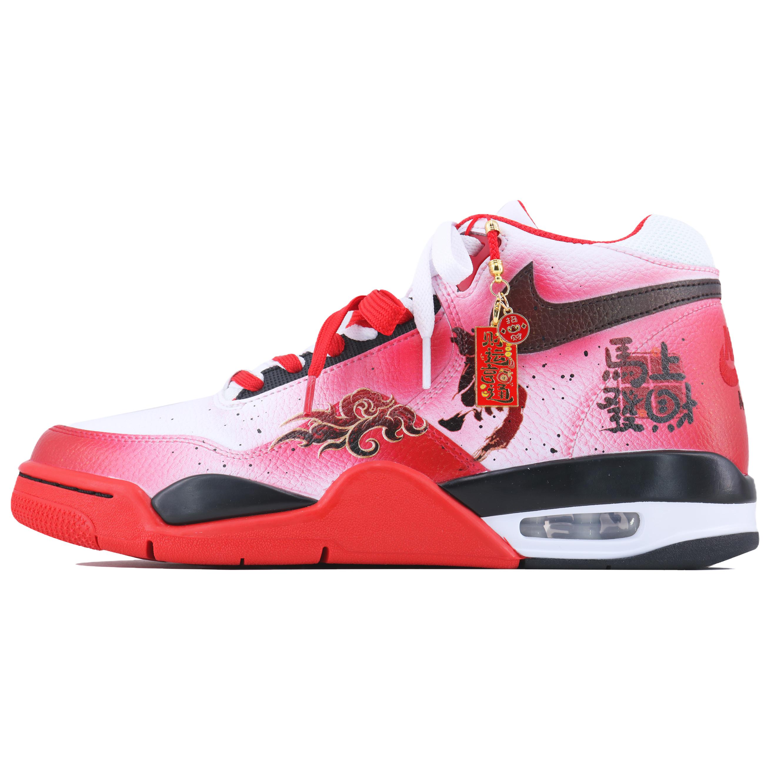 

Nike Кроссовки баскетбольные Mid top Vintage Unisex White Red Black Flight Legacy Auspicious Horse Brings Wealth