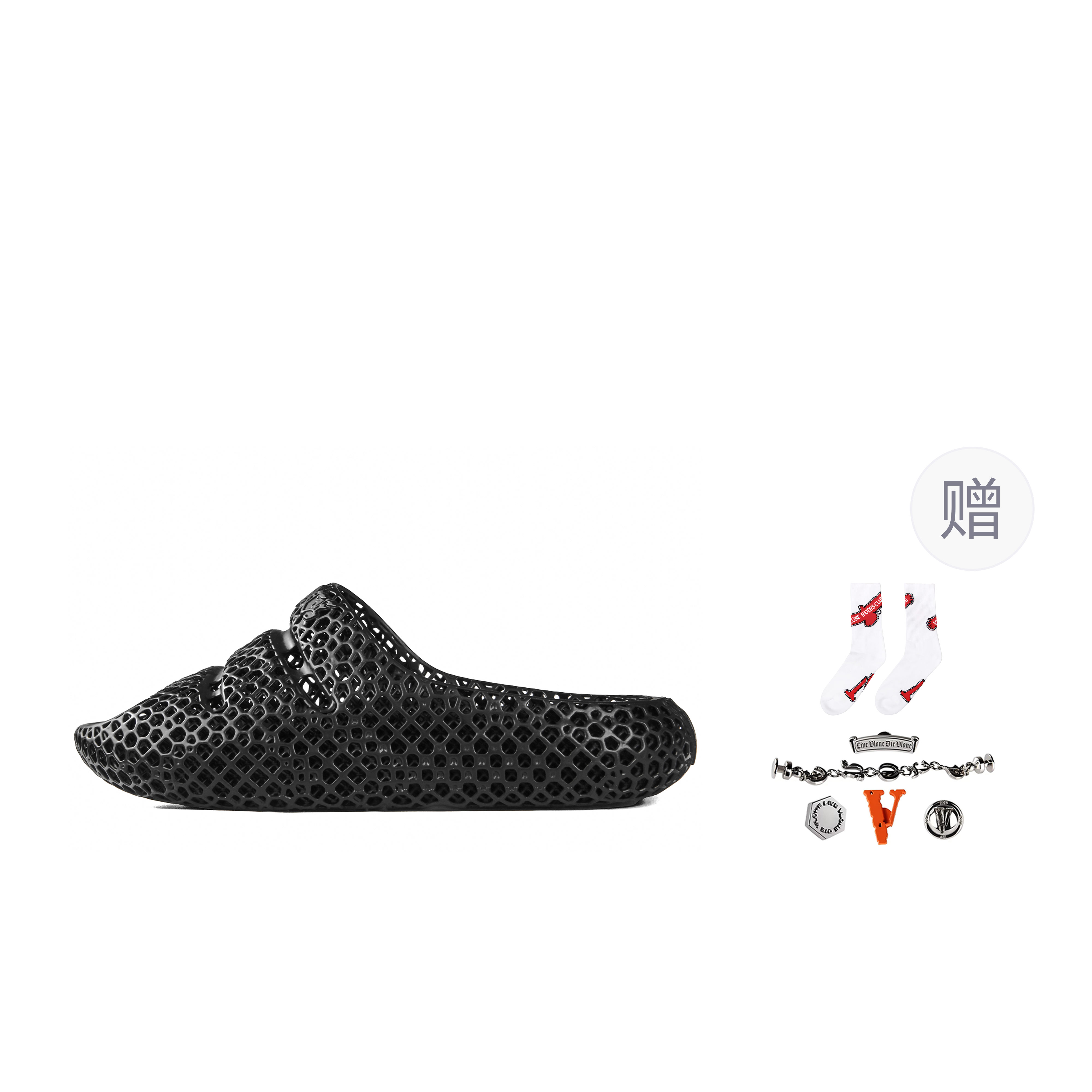 VLONE Слайдеры унисекс серебристо-черные, цвет Black — фото 3