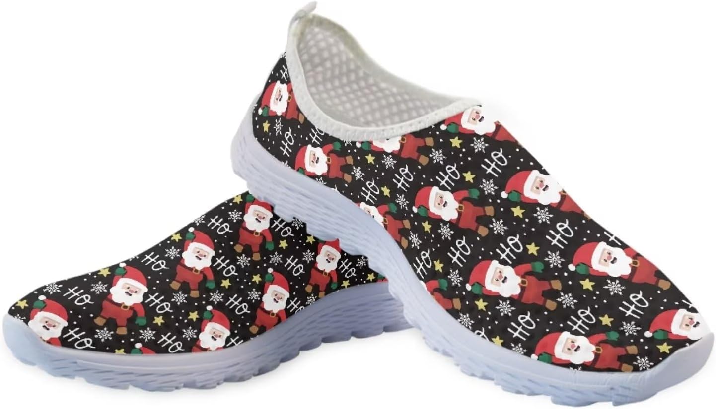 

Кроссовки Belidome с животным принтом на шнуровке для взрослых женщин и мужчин, легкие, дышащие и удобные, Hoho Santa Claus Print