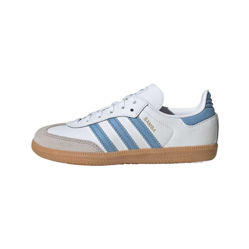 

Adidas Originals Кроссовки для скейтбординга SAMBA OG Low top детские, цвет Cloud White Gray Blue, для детей 3-7 лет