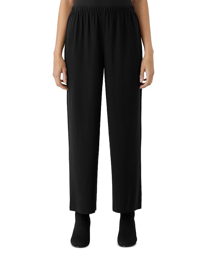 

Шелковые прямые брюки до щиколотки Eileen Fisher, черный