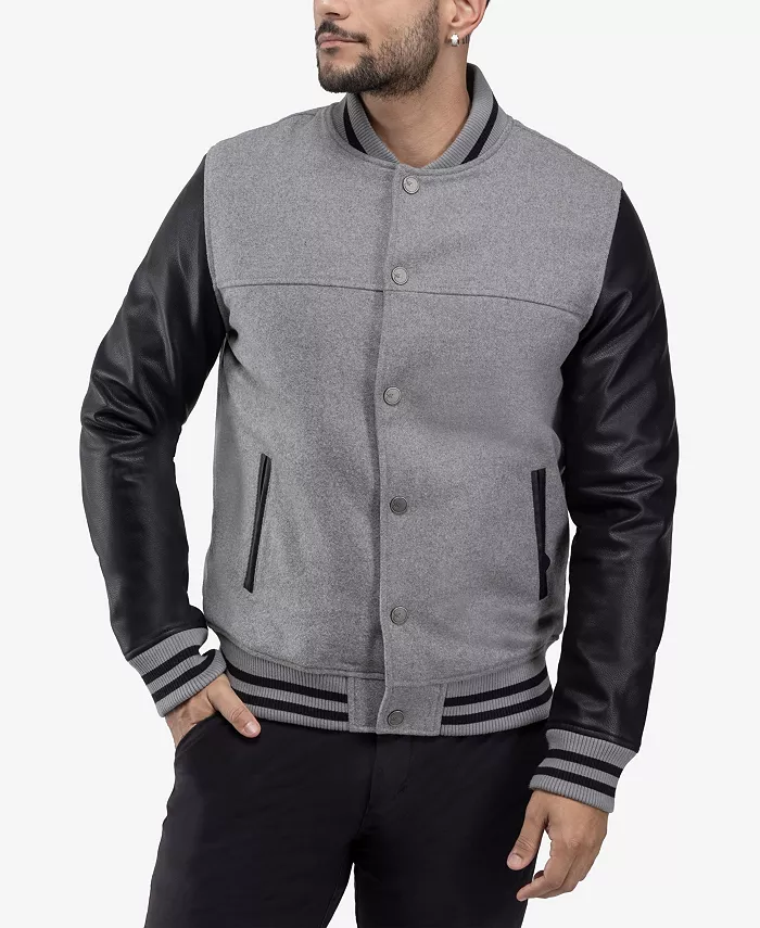 

Мужская шерстяная бейсбольная куртка с рукавами из PU Xray, мультиколор