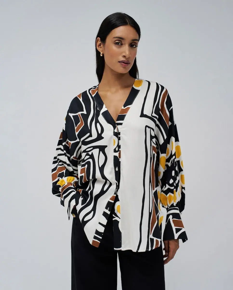 

Женская оверсайз рубашка с ярким принтом Salsa Jeans, желтый