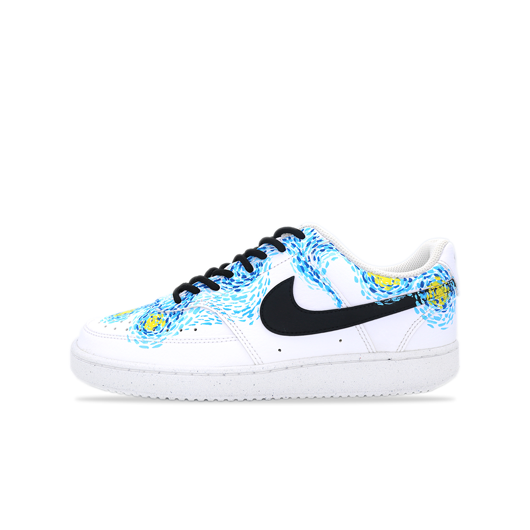 

Nike Кроссовки для скейтбординга мужские Court Vision Hand Drawn Graffiti Abrasion Resistant низкие White Blue Black