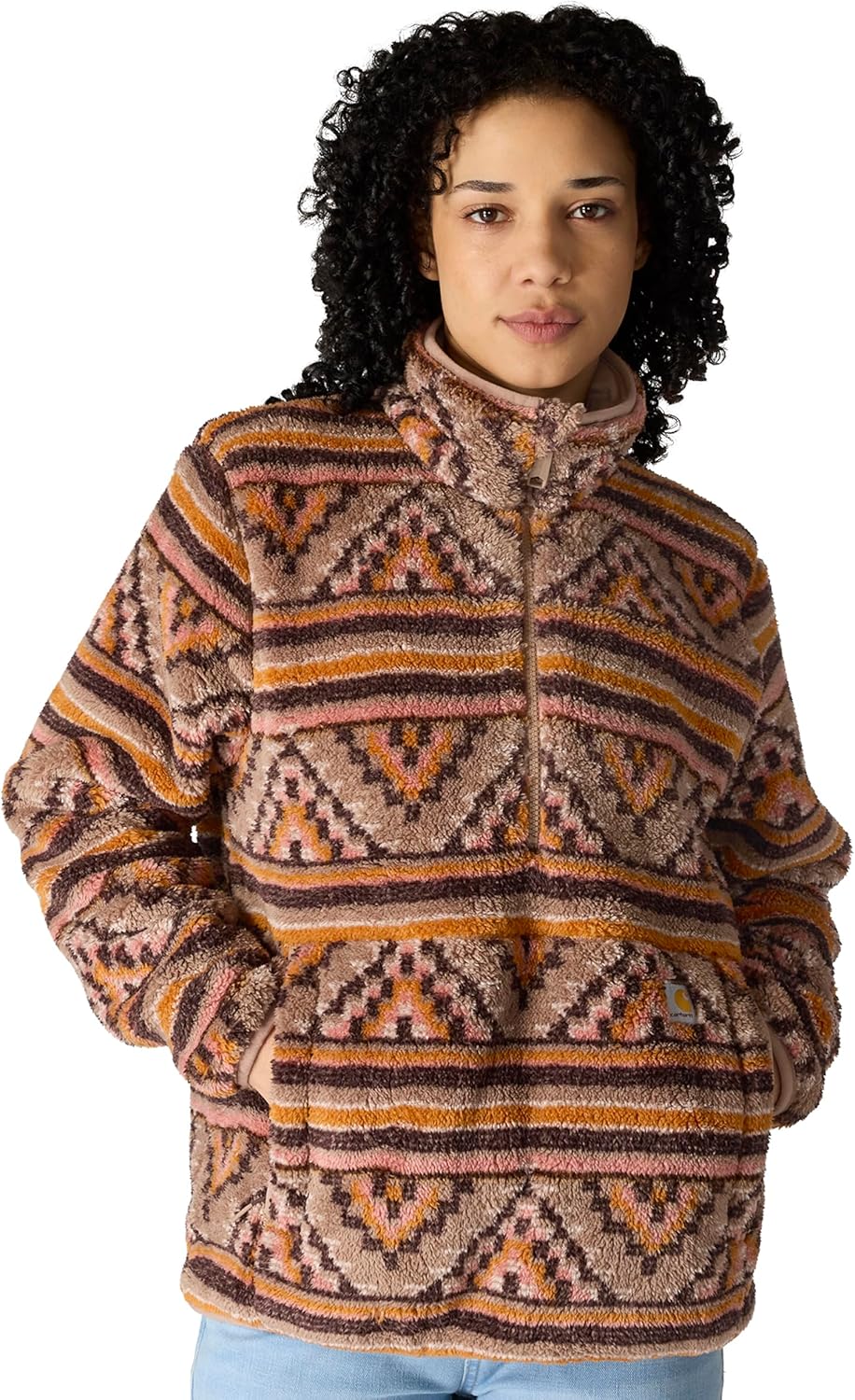 

Carhartt женская свободная флисовая толстовка, B Yellowtail Mountain Print Dark Sepia