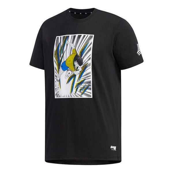 

Футболка tsubasa tee 1 causual sports foot ball male black Adidas, черный
