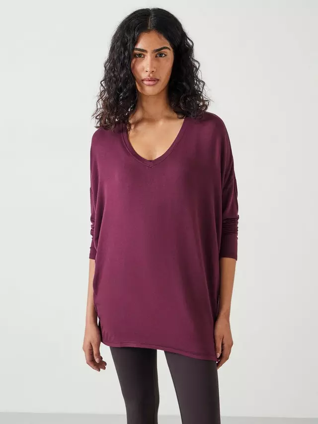 

Топ HUSH Gillian Wide V-Neck Jersey, цвет wine