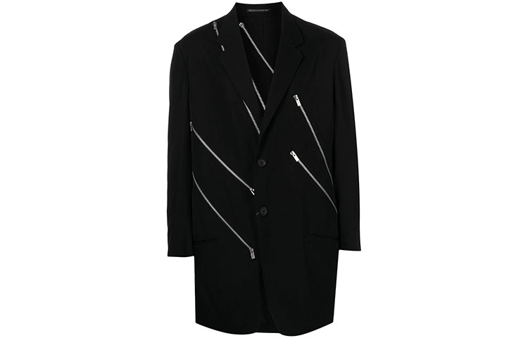 

Yohji Yamamoto Однобортный блейзер с застежкой-молнией, Black