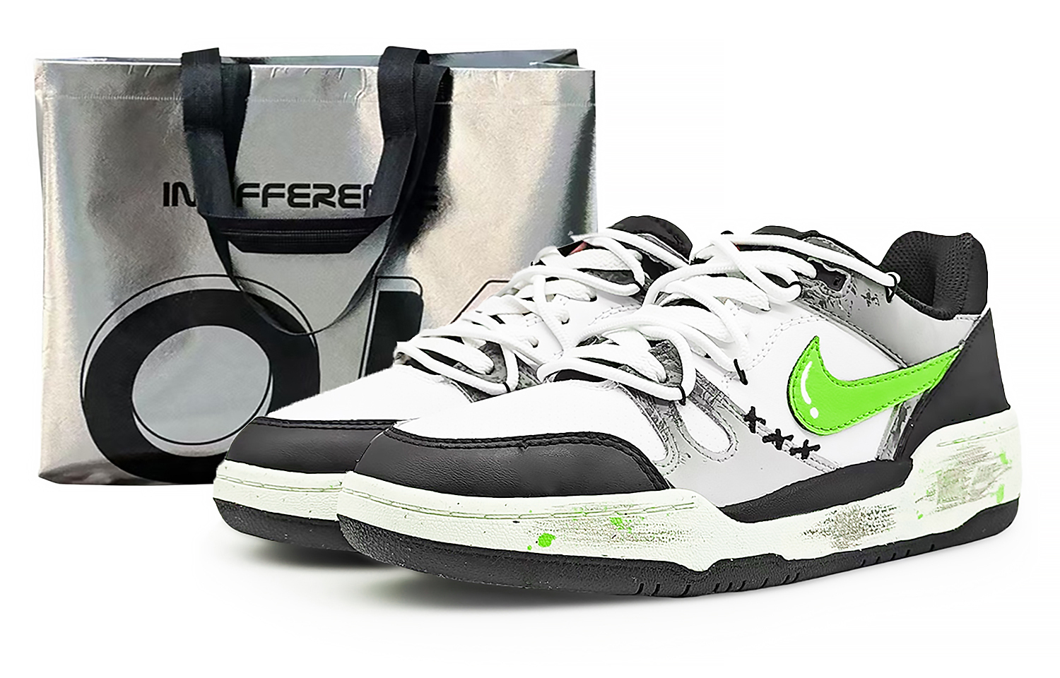

Nike Full Force SIN3A устойчивые к истиранию лоу-топы для скейтбординга мужские черно-бело-зеленые, цвет Black White Green