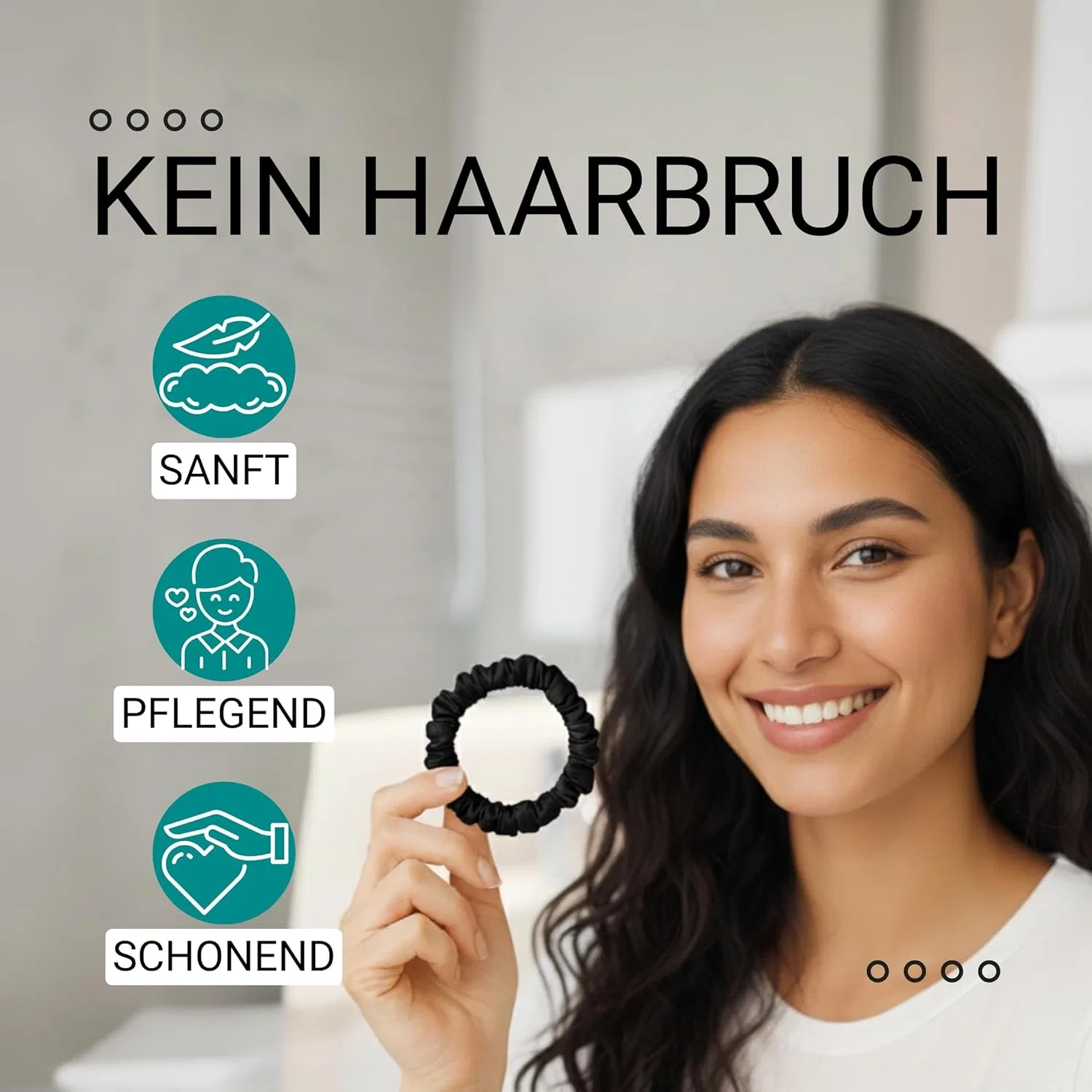 Набор из 4 тонких шелковых резинок для волос HAARallerliebst Haarallerliebst, Black Thin — фото 2