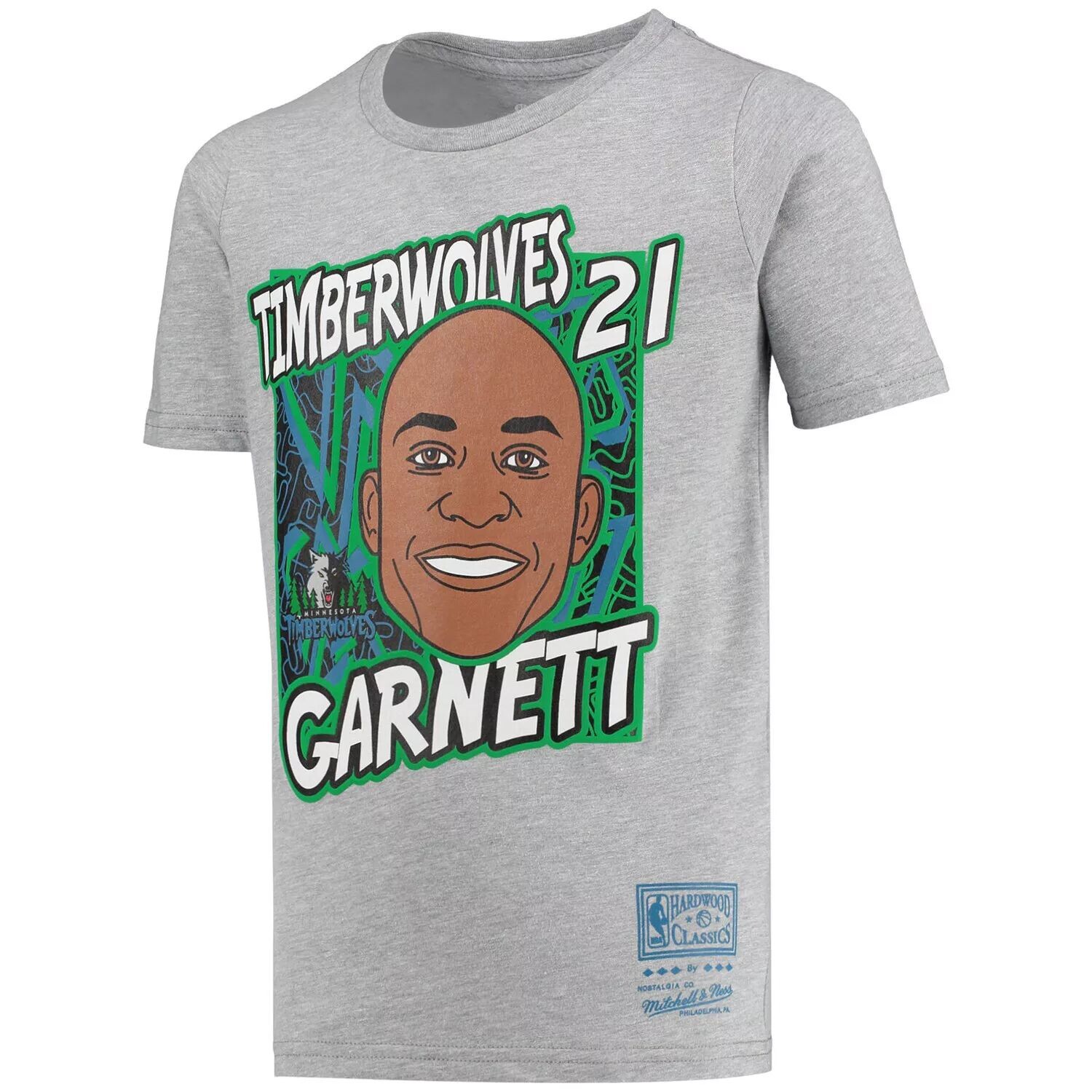 Молодежная футболка Mitchell & Ness Kevin Garnett Grey Minnesota Timberwolves Hardwood Classics King of the Court Player Футболка Unbranded — фото 2