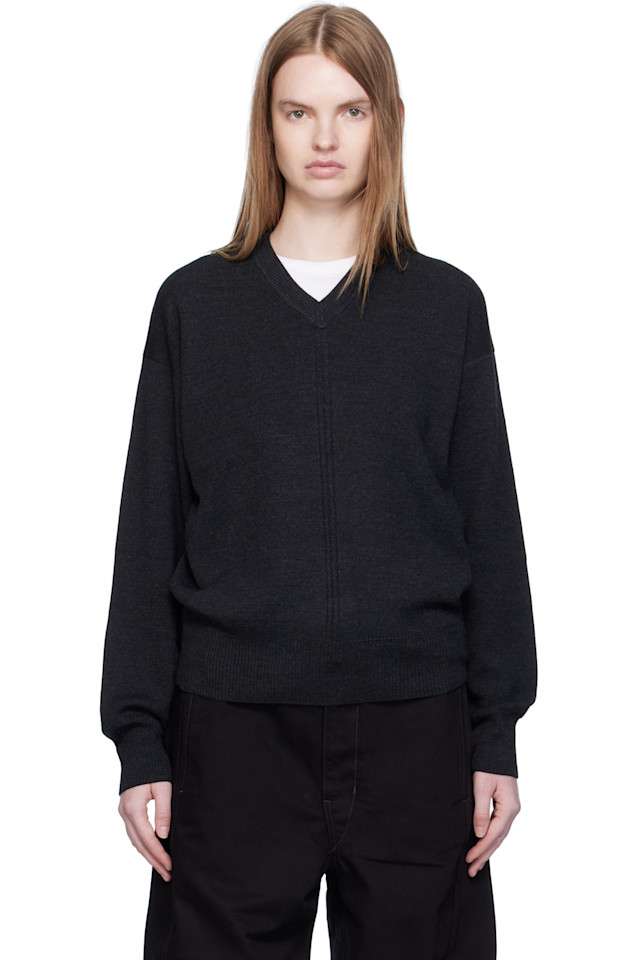 

Lemaire Черный свитер с V-образным вырезом