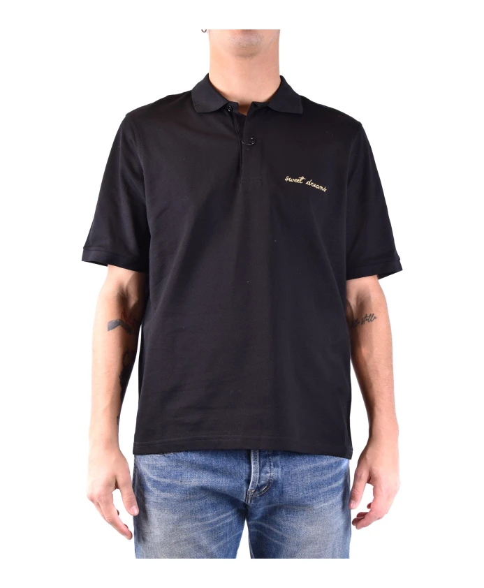 

Черный пуловер из хлопка и телячьей кожи. Saint Laurent, черный