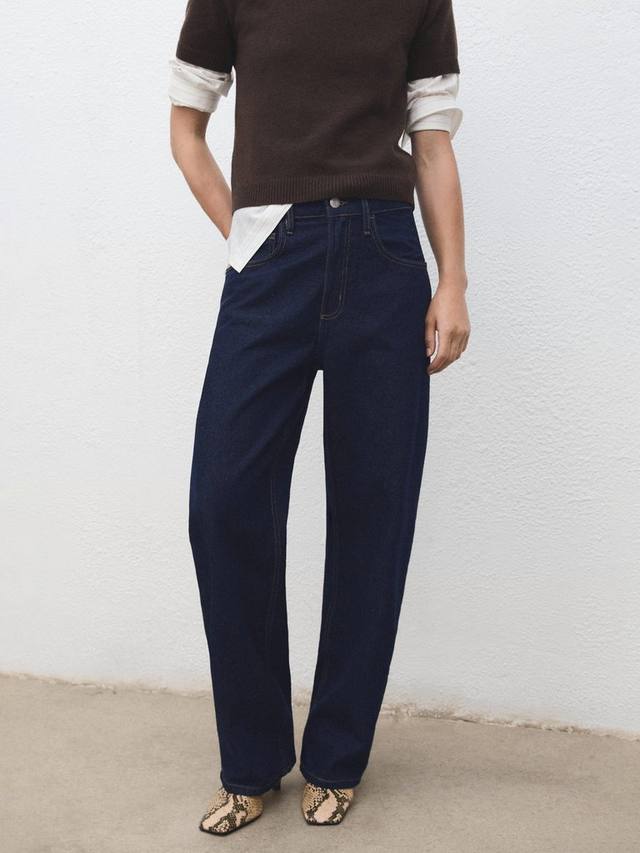 

Беттиновые джинсы прямого кроя из хлопка Mango, Dark Blue