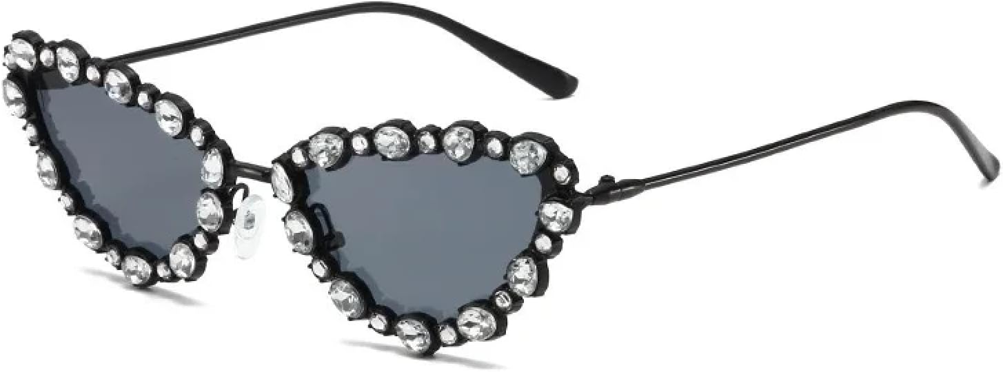 

Солнцезащитные очки с защитой UV400 | Металлические петли "кошачий глаз" в форме бриллианта | Для женщин и мужчин | Для занятий спортом на открытом воздухе и вождения DSVIGF, Black