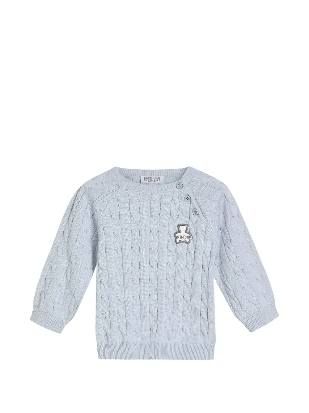 Хлопковый свитер Baby Bernie крупной вязки Brunello Cucinelli Kids, синий