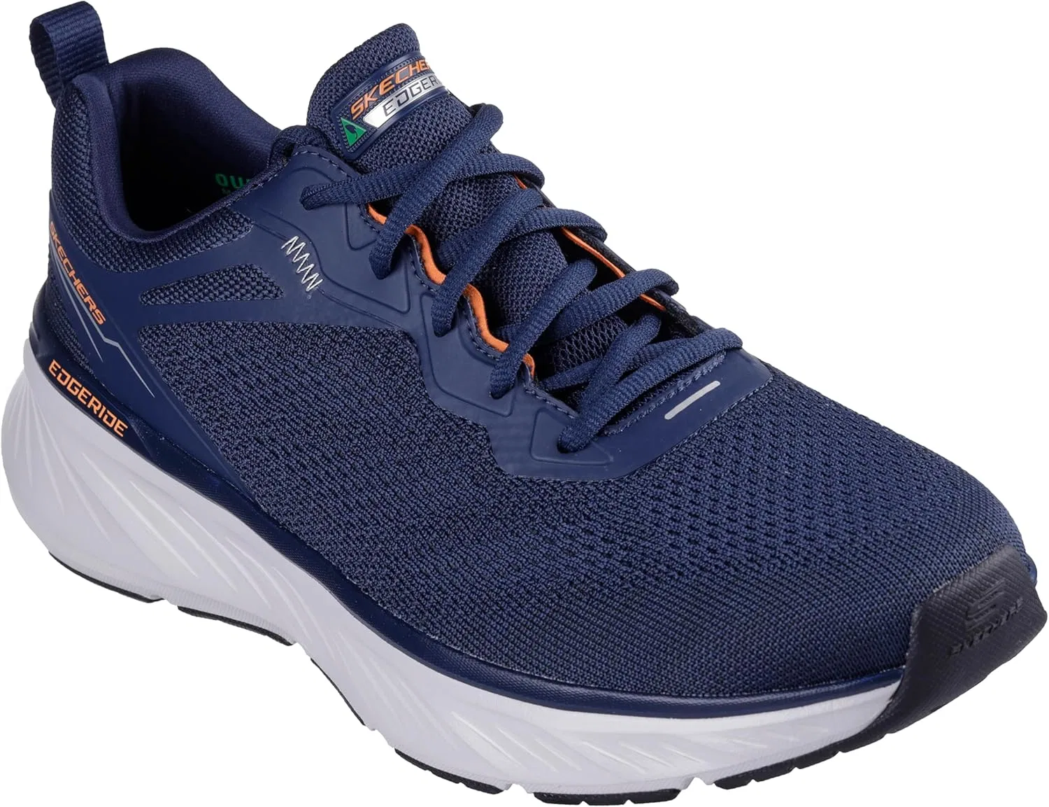 Мужские кроссовки Skechers Edgeride Erlson, темно-синие, трикотажные, из искусственной кожи, с оранжевой отделкой, размер 43 EU — фото 2