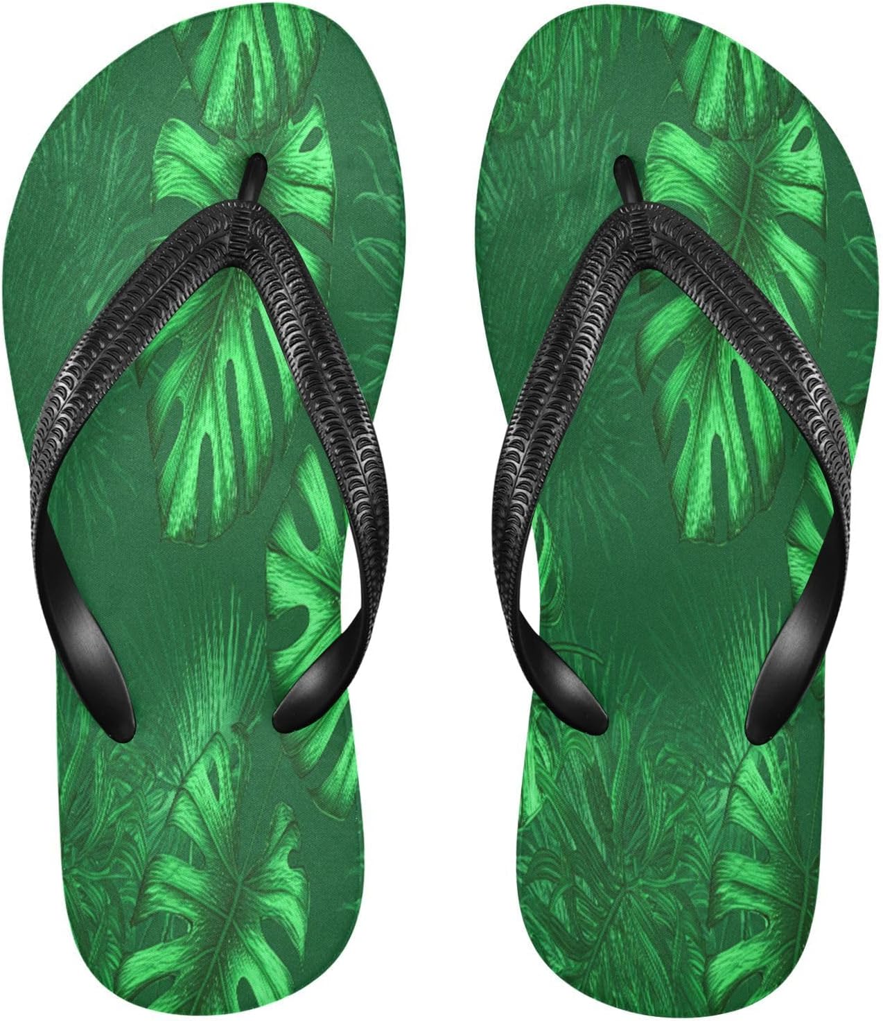 

Мужские летние шлепанцы с тропическим принтом Монстера, пляжные резиновые сланцы, нескользящие, для душа и прогулок Sinestour, Monstera Palm Fronds