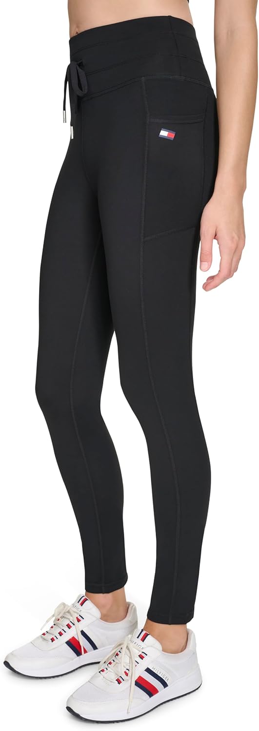 Женские спортивные леггинсы Tommy Hilfiger с завязками и высокой талией, Black — фото 3