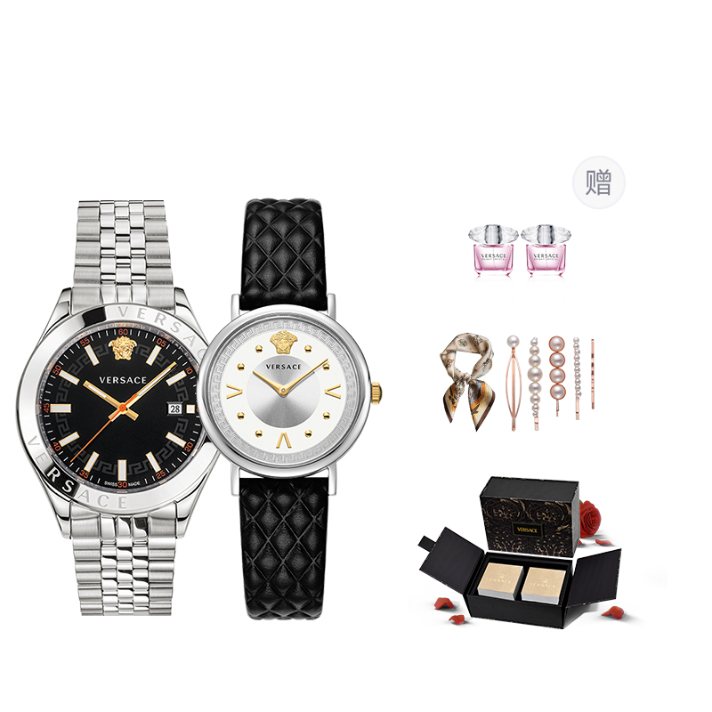 

VERSACE Часы Wrist Watch Quartz Movement White Dial Unisex Limited Fortune Box+Silk Scarf+ Perfume
