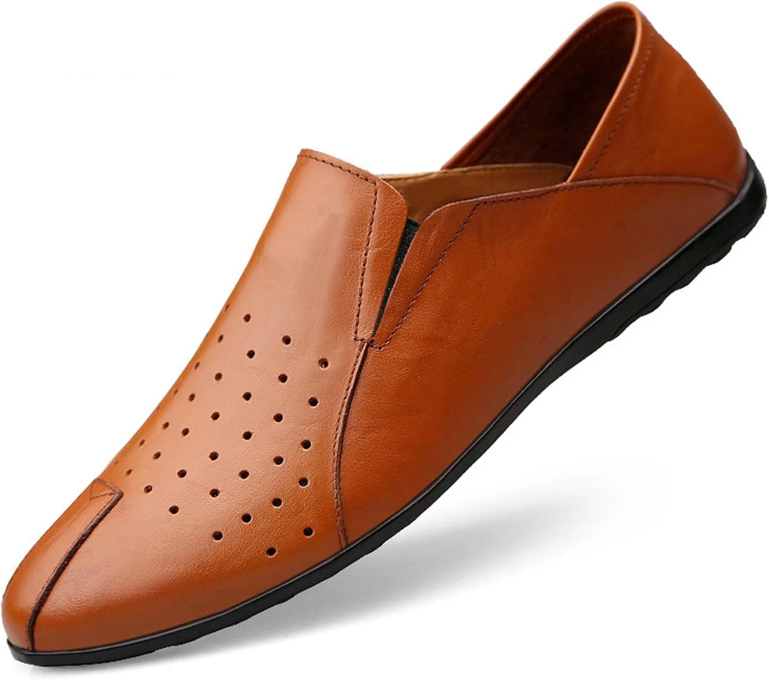 Мокасины из натуральной кожи, Perforated Brown Vtiao