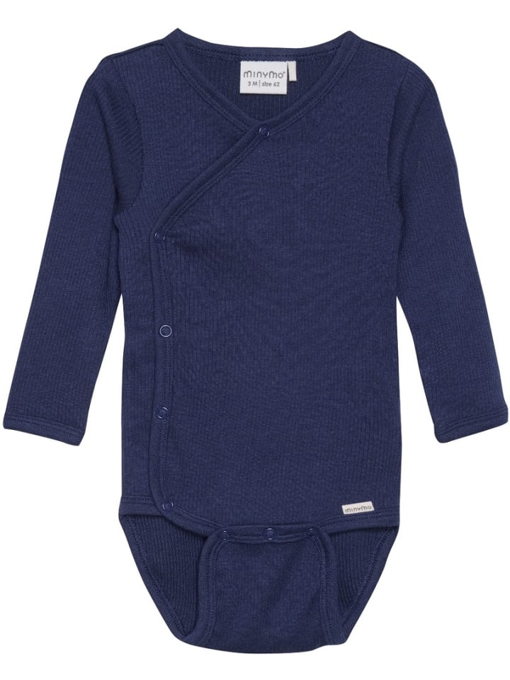 

Minymo Детский боди с длинными рукавами "Wrap Body LS Rib" синего цвета