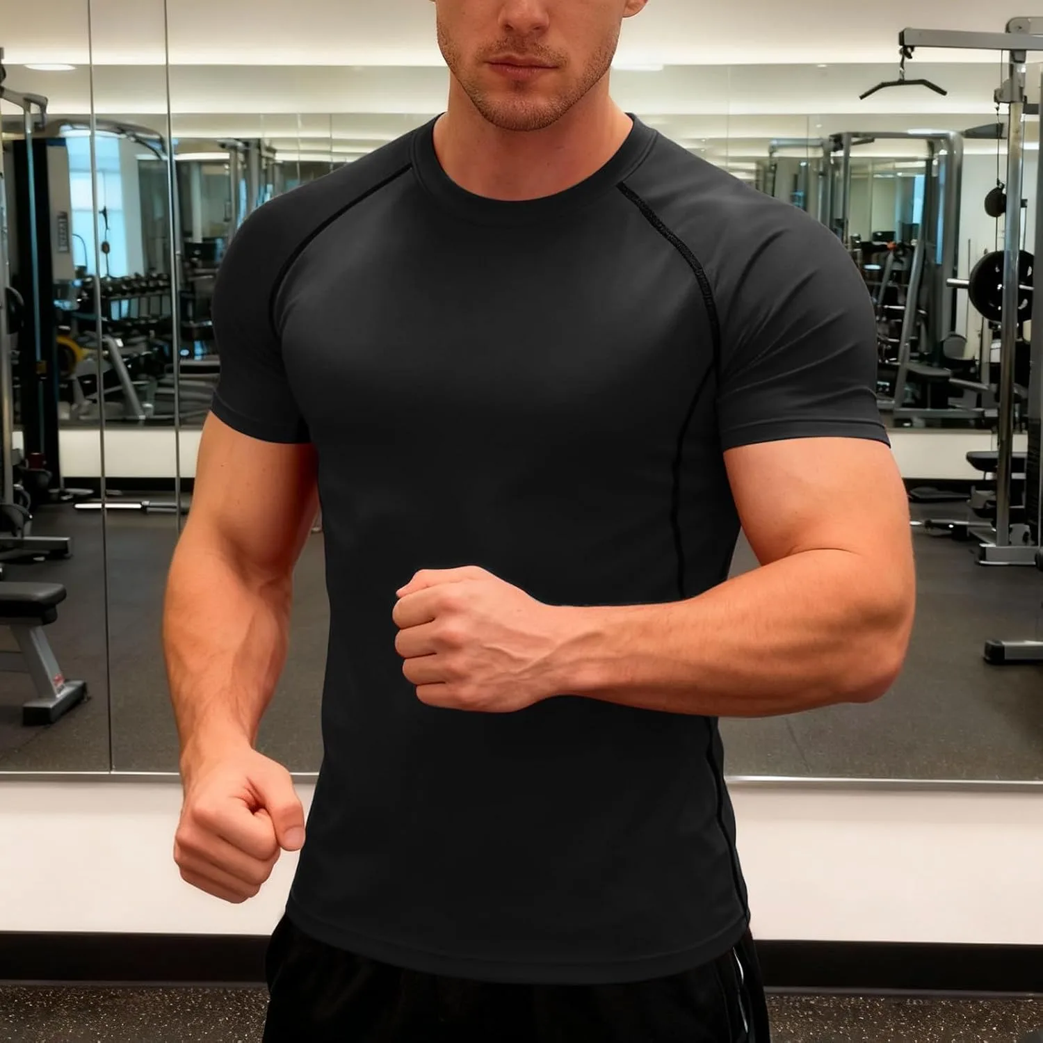 Мужская компрессионная футболка Quick Dry с коротким рукавом для тренировок — фото 2