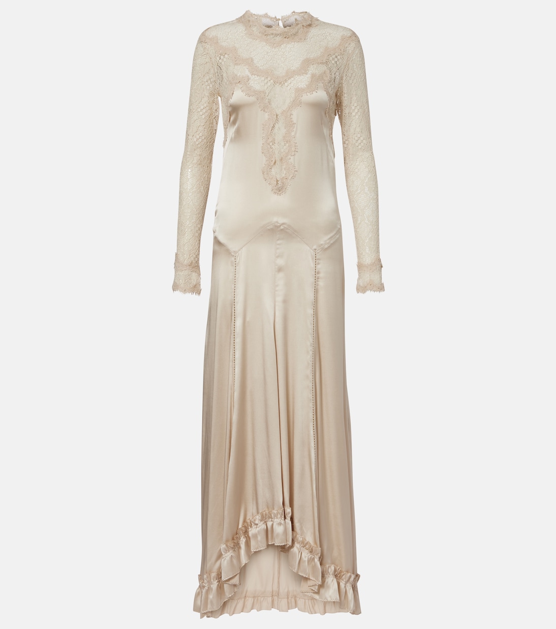 

Платье Dolores из смесового шелкового атласа с кружевной отделкой Isabel Marant, Champagne