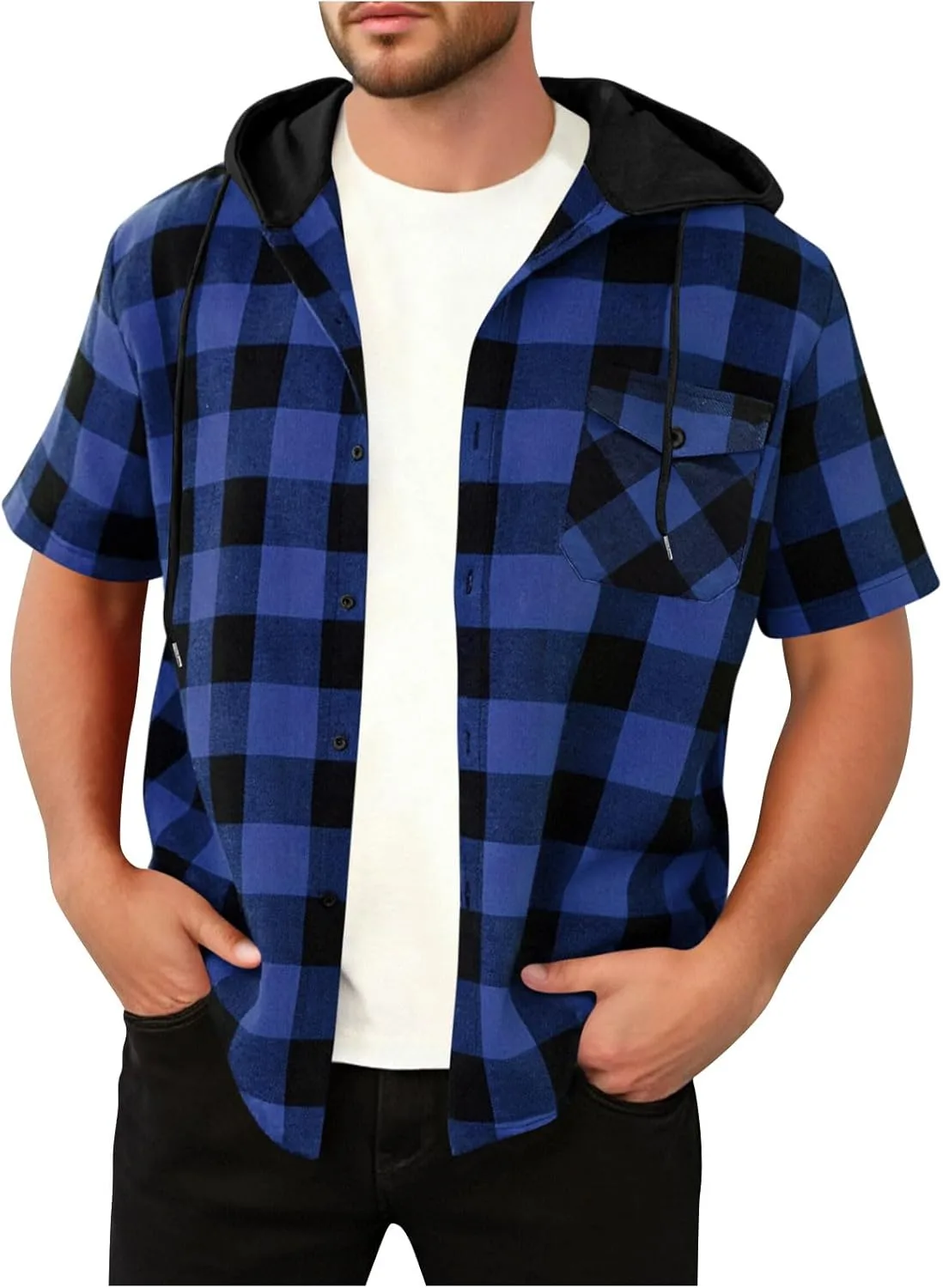 

Мужская фланелевая толстовка с капюшоном и карманом