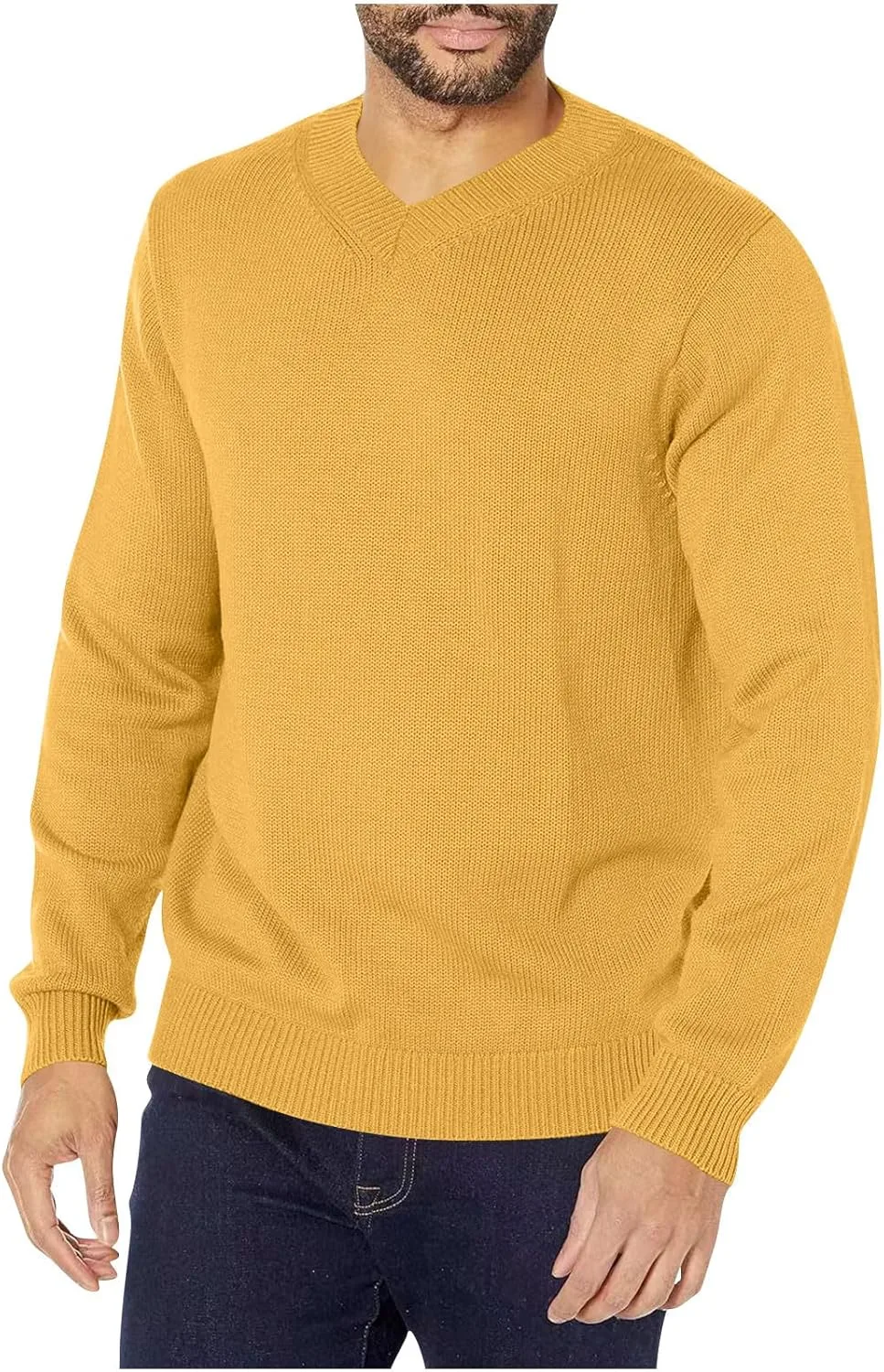 

Мужской свитер с V-образным вырезом и длинным рукавом