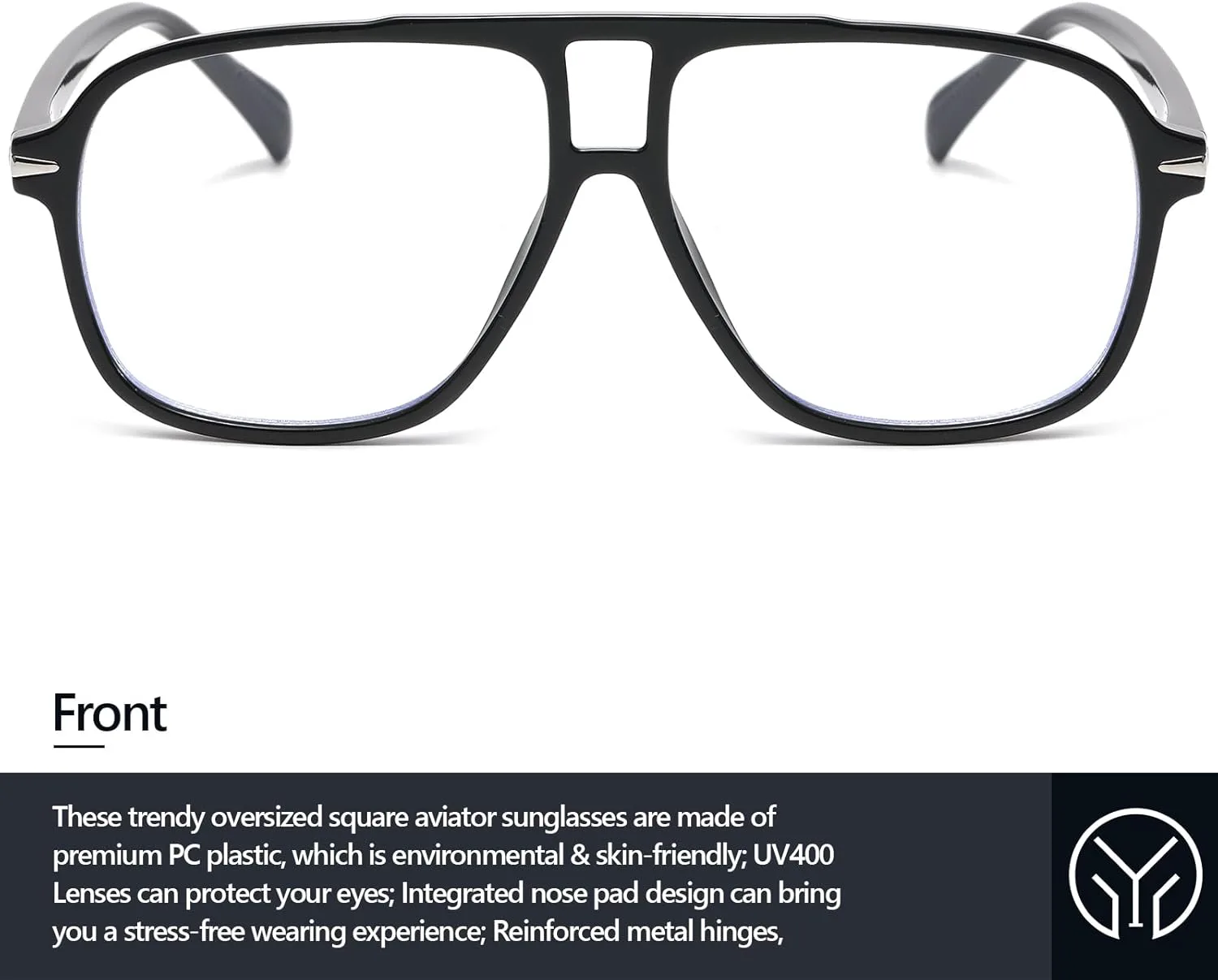 

Ретро-солнцезащитные очки-авиаторы для женщин и мужчин. Модные большие квадратные солнцезащитные очки-авиаторы в стиле 70-х. Винтажные очки YouthMall, Black/Clear