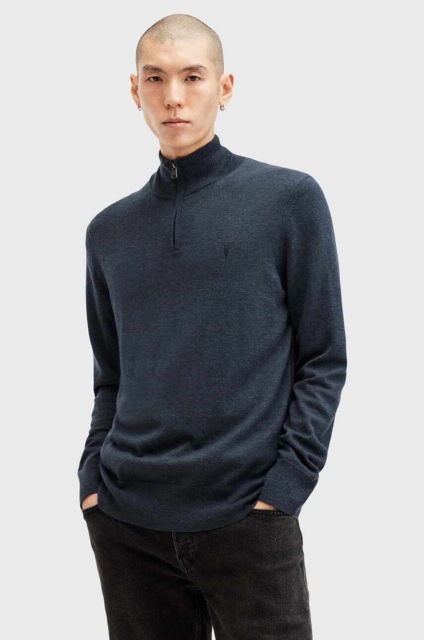 

KILBURN ZIP FUNNEL шерстяной свитер AllSaints, темно-синий