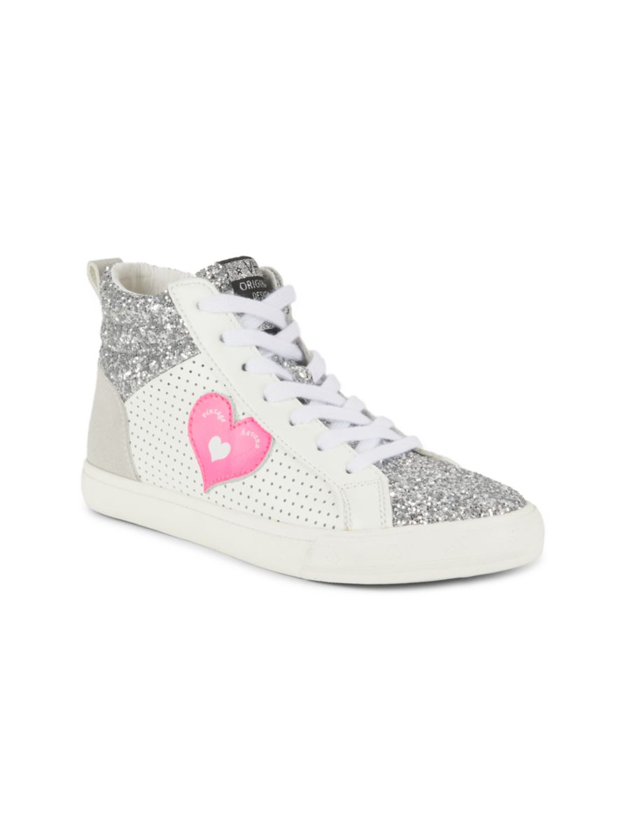 

Высокие кеды Nancy Glitter Leather для девочек Vintage Havana, цвет Silver Glitter