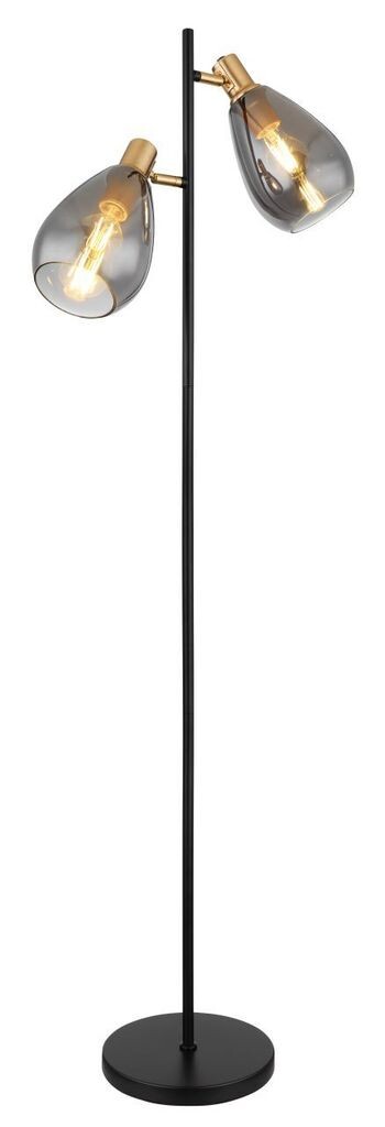 

Торшер Globo Lighting матовый черный металл, матовый латунный металл, дымчатое стекло, черный кабель ПВХ, ножной переключатель в кабеле, ДхШхВ: 340x250x1600 мм, длина кабеля 1800 мм, без 2x E27 40 Вт 230 В.