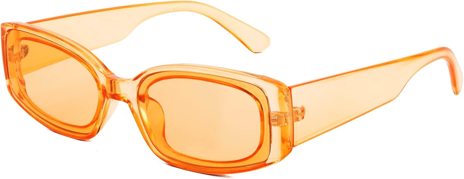 

Солнцезащитные очки FEISEDY в стиле ретро, ​​прямоугольные, женские и мужские, винтажные, 90-е, маленькие, толстые, узкие, модные, в стиле Y2K, пластиковые, B2462, Clear Orange