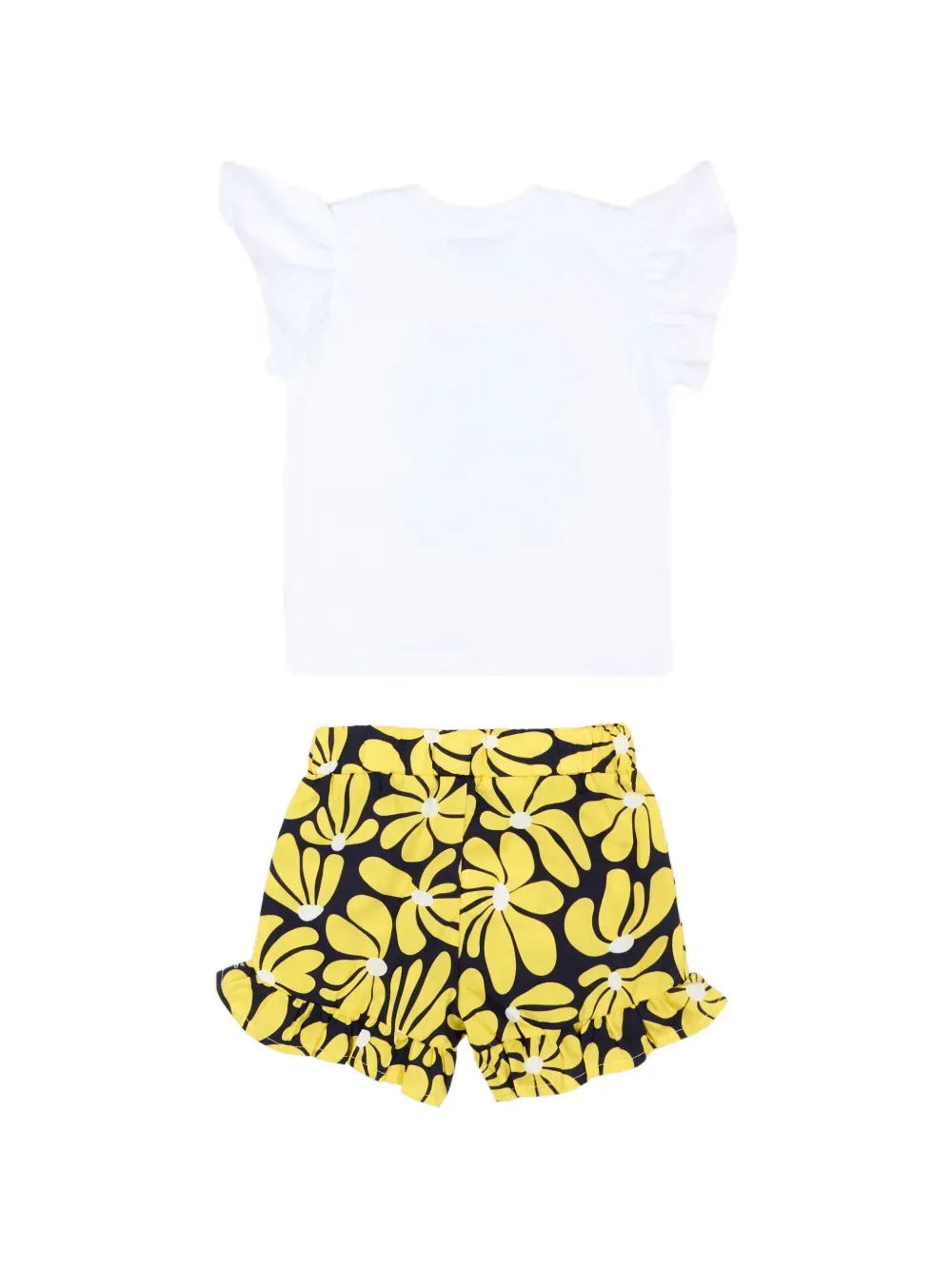 Комплект из шорт с цветочным принтом и оборками MSGM Kids, белый — фото 2