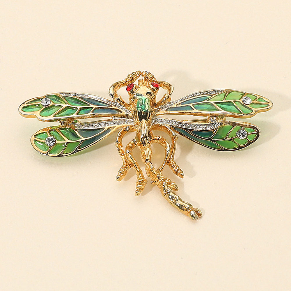 

Брошь-булавка «Стрекоза» со стразами Fashnzfab, зеленый