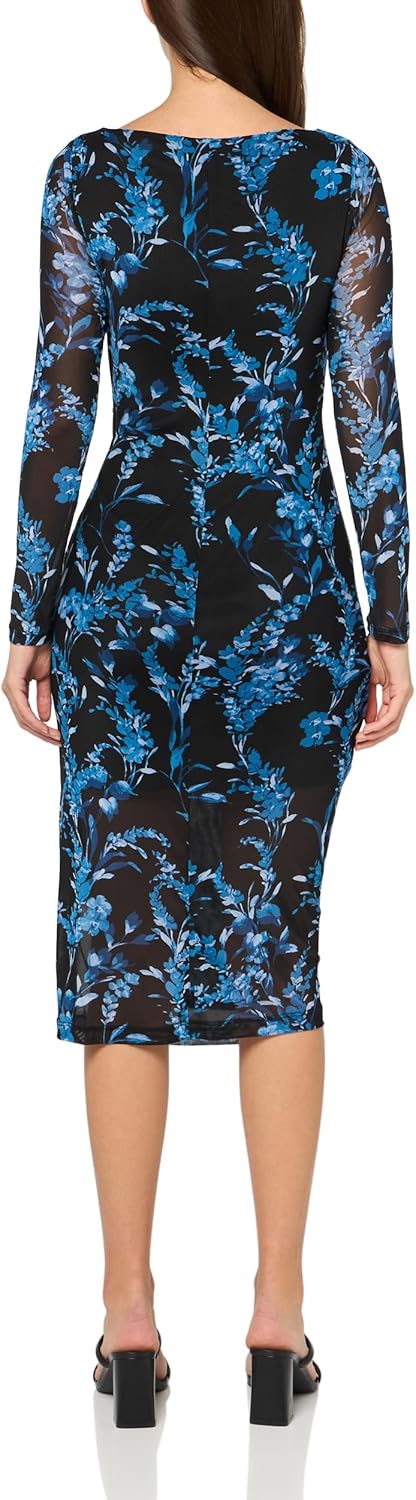 Женское платье миди с сетчатой подкладкой и завязками по бокам от Tommy Hilfiger, Black/Blue — фото 2
