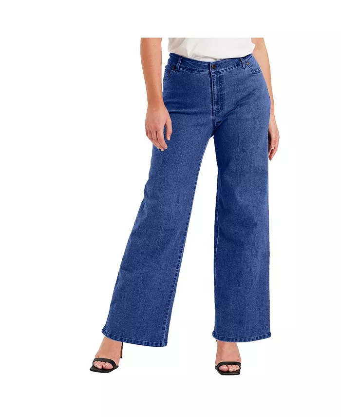 

Джинсы June + Vie June Fit Wide Leg Plus Size, синий