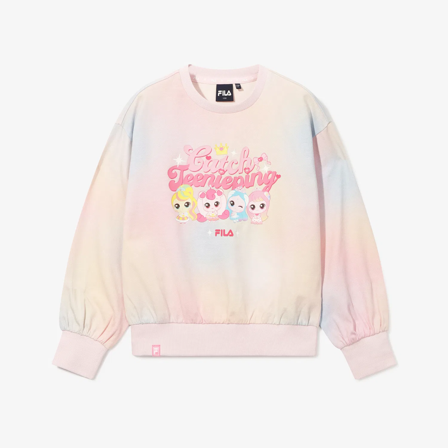 Детский свитшот Catch Teenieping x Fila Kids с тай-дай принтом, красный, от Fila Kids — фото 2