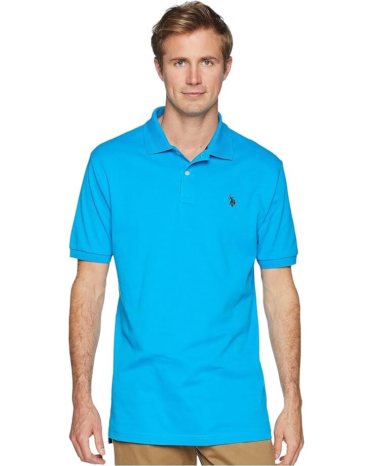 Поло U.S. POLO ASSN. Solid Interlock Polo, бирюзово-голубой — фото 4