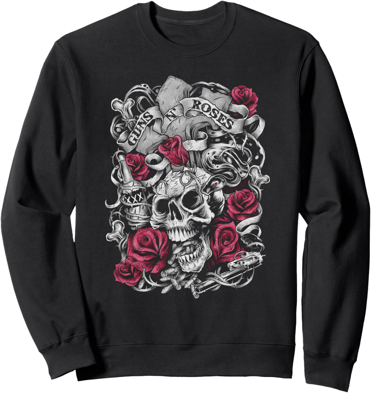 

Официальная толстовка Guns N' Roses Fleurish Skull Pink Rose, черная, Черный, Официальная толстовка Guns N' Roses Fleurish Skull Pink Rose, черная