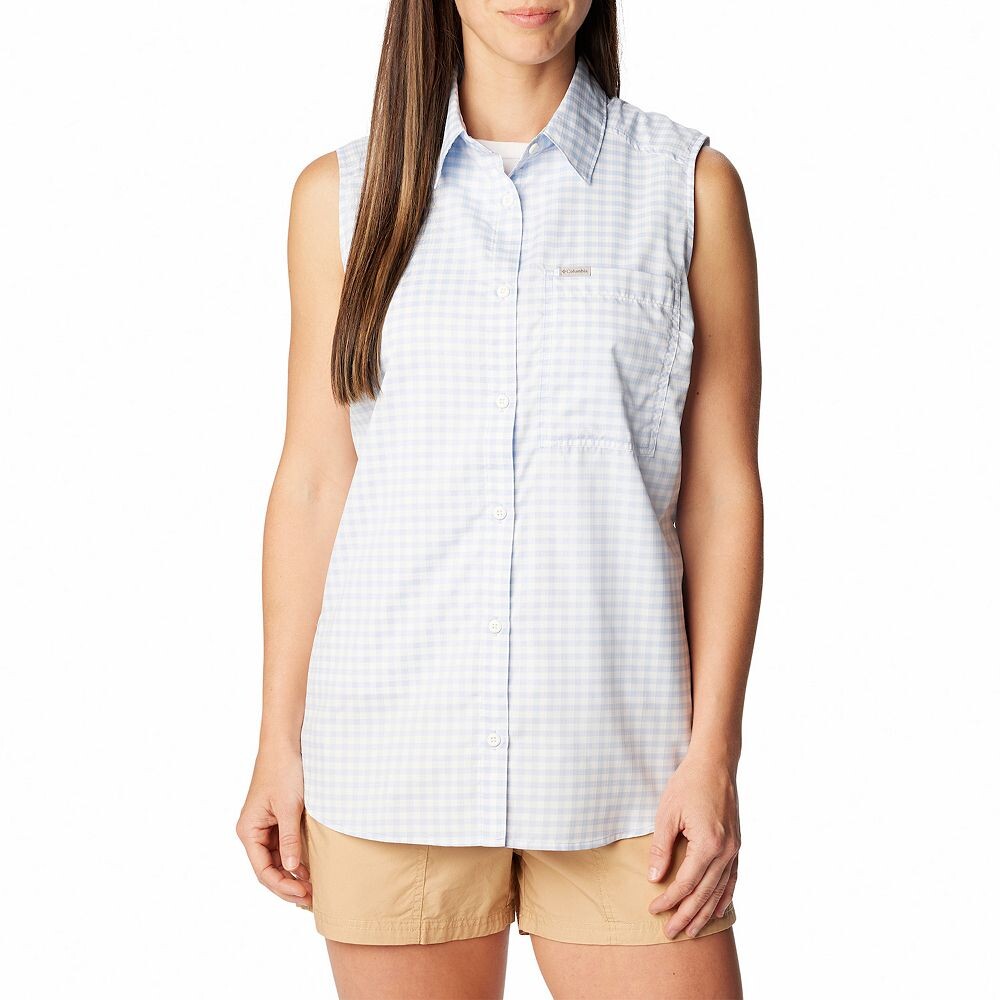

Женская майка на пуговицах с воротником Columbia Anytime Lite, цвет Whisper Gingham