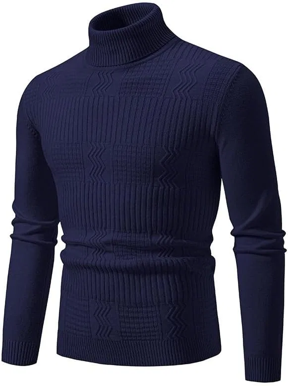 Мужской водолазный свитер Big and Tall Slim Fit для повседневной носки и базового слоя Generic, синий