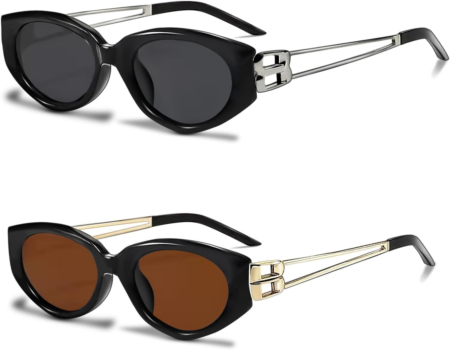 

Солнцезащитные очки Y2k для женщин и мужчин, ретро-очки в форме узких «кошачьих глаз» с лепестками цвета «ночной лепесток» Auralice, C1 | Black Lens/Black Frame and Brown Lens/Black Frame