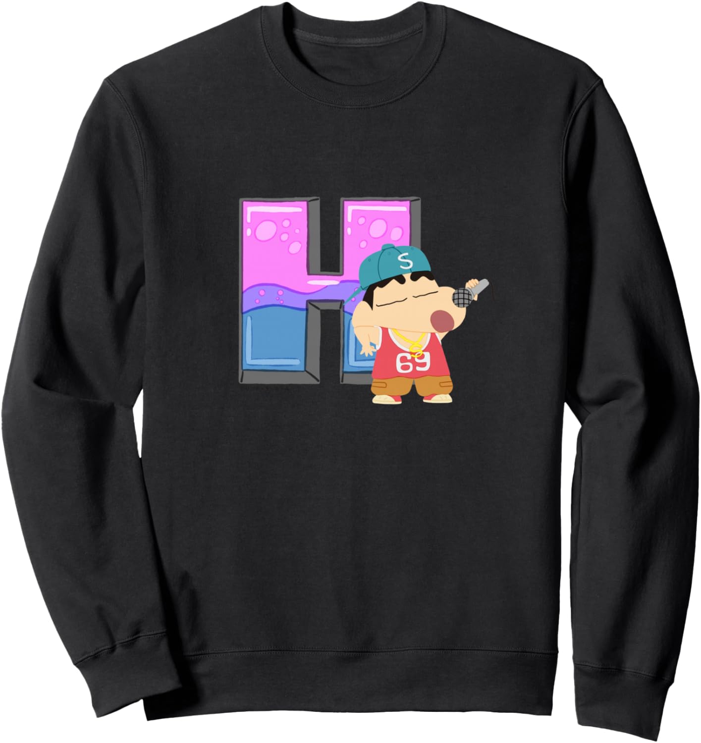 

Крейон Шин-чан: Веселье! Изучай от А до Я. Толстовка с буквой H Crayon Shinchan, черный