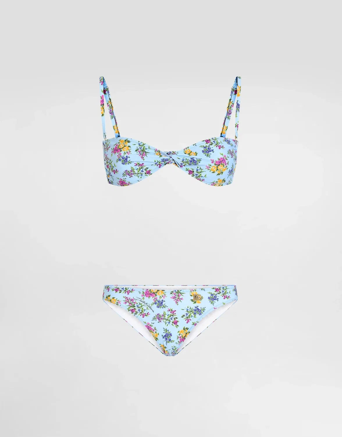 Бикини с мелким цветочным принтом Dolce & Gabbana, бежевый