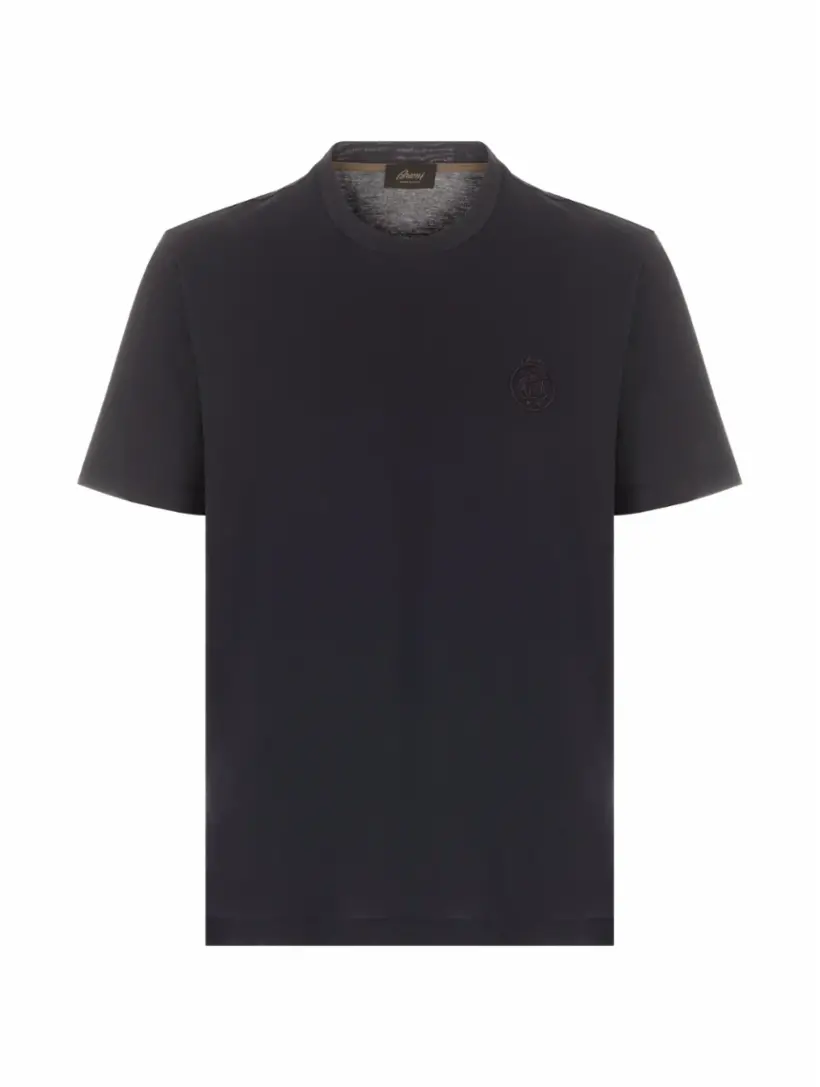 

Хлопковая футболка с логотипом Brioni, тёмно-синий